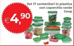 Coop Trentino Set 17 contenitori in plastica con coperchio verde Coop offerta