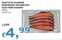 Migross Supermercati e Market Filetto di salmone norvegese affumicato alga nori sashimi offerta
