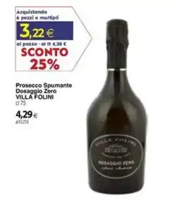 Docks Cash&Carry Prosecco Spumante Dosaggio Zero Villa Folini offerta