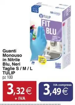 Docks Cash&Carry Guanti Monouso in Nitrile Blu, Neri TULIP offerta