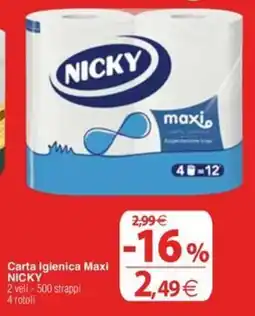 Docks Cash&Carry Carta Igienica Maxi NICKY offerta