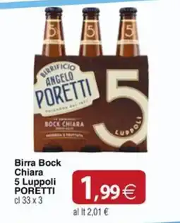 Docks Cash&Carry Birra Bock Chiara 5 Luppoli Poretti offerta