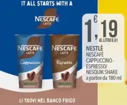 Iper Romagnolo Nestlé Nescafé Cappuccino - Espresso / Nesquik Shake offerta