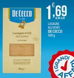 Iper Romagnolo Lasagne all'uovo De Cecco offerta