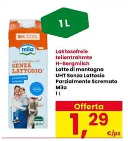 Interspar Latte di montagna UHT Senza Lattosio Parzialmente Scremato Mila offerta