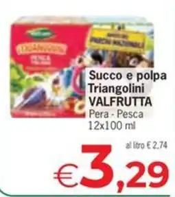 Despar Succo e polpa Triangolini VALFRUTTA Pera - Pesca offerta