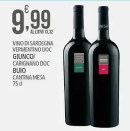 Iper Romagnolo Vino di Sardegna Vermentino DOC Giunco/Carignano DOC Buio Cantina Mesa offerta