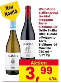 Interspar Wein Grillo Sicilien DOC/Lucid o Frappato Terre Siciliane IGT Cardilla offerta