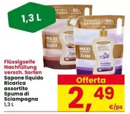 Interspar Sapone liquido Ricarica assortito Spuma di Sciampagna offerta