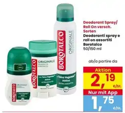 Interspar Deodoranti spray e roll on assortiti Borotalco offerta