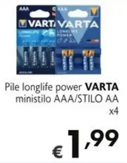 SuperW Pile longlife power VARTA ministilo AAA/STILO AA offerta