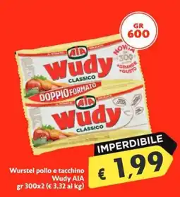 SuperW Wurstel pollo e tacchino Wudy AIA offerta