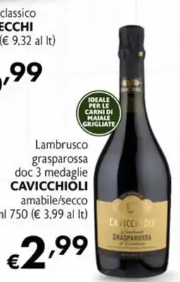 Maxi Supermercati Lambrusco grasparossa doc cavicchioli offerta