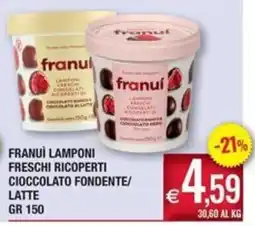 Palmarket Franuì lamponi freschi ricoperti cioccolato fondente offerta