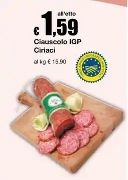 Sì con te Market Ciauscolo IGP Ciriaci offerta