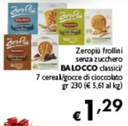 Spak Supermercati Zeropiù frollini senza zucchero BALOCCO classici offerta