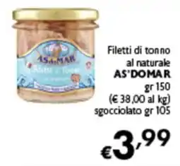 Spak Supermercati Filetti di tonno al naturale AS'DOMAR offerta