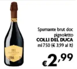 Spak Supermercati Spumante brut doc pignoletto Colli del Duca offerta