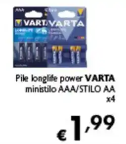 Spak Supermercati Pile longlife power VARTA ministilo AAA/STILO AA offerta