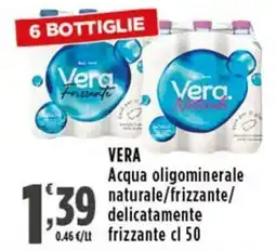 Rossotono Carrefour Vera Acqua oligominerale naturale/frizzante/delicatamente frizzante offerta