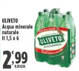 Rossotono Carrefour Acqua minerale naturale Uliveto offerta