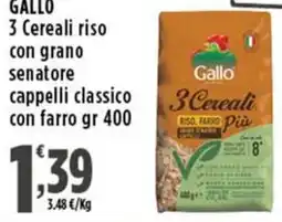 Rossotono Carrefour Gallo 3 Cereali riso con grano senatore cappelli classico con farro offerta