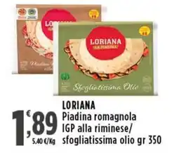Rossotono Carrefour Loriana Piadina romagnola IGP alla riminese/sfogliatissima olio offerta