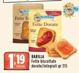 Rossotono Carrefour Barilla Fette biscottate dorate/integrali offerta