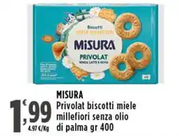 Rossotono Carrefour Misura biscotti miele millefiori senza olio offerta