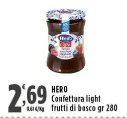 Rossotono Carrefour Hero Light Confettura light frutti di bosco offerta