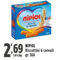 Rossotono Carrefour Nipiol Biscottini 6 cereali offerta