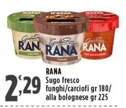 Rossotono Carrefour Rana Sugo fresco funghi/carciofi alla bolognese offerta