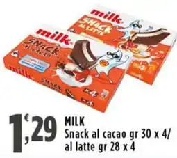 Rossotono Carrefour Milk Snack al cacao offerta
