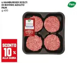 Panorama Hamburger scelti di bovino adulto Pam offerta