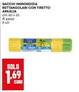 Panorama Sacchi immondizia rettangolari con tiroetto Arkalia offerta