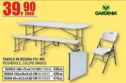 Bricofer Tavolo in resina pic-nic pieghevole, colore bianco Gardenia offerta