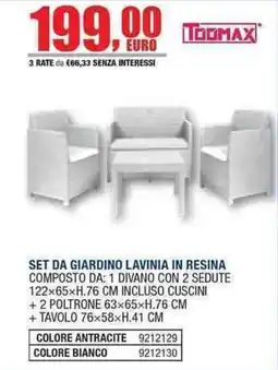 Bricofer Set da giardino Lavinia in resina offerta