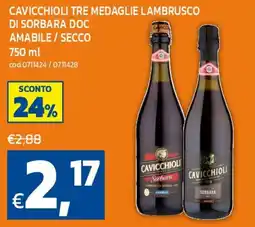 C+C maxigross Cavicchioli lambrusco di sorbara doc amabile / secco offerta
