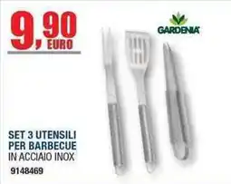Bricofer Set 3 utensili per barbecue in acciaio inox Gardenia offerta