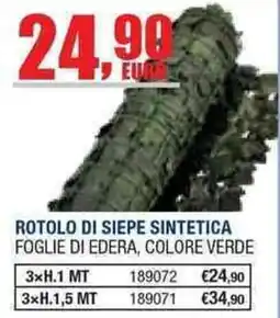 Bricofer Rotolo di siepe sintetica foglie di edera colore verde offerta