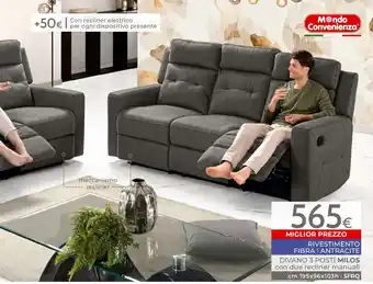 Mondo Convenienza Divano 3 posti Milos con due recliner manuali offerta