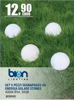 Bricofer bion lighting set 5 pezzi segnapasso ad energia solare stones offerta