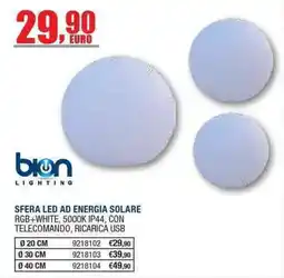 Bricofer Sfera LED ad energia solare Bion Lighting offerta