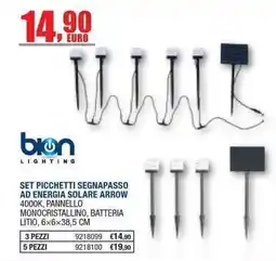 Bricofer Set picchetti segnapasso ad energia solare arrow bion lighting offerta