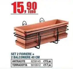 Bricofer Set 2 fioriere + 2 balconiere 40 cm offerta