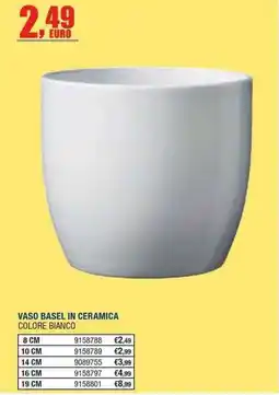 Bricofer Vaso Basel in ceramica colore bianco offerta