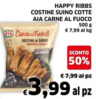 Ecu Discount Aia Carne Al Fuoco Happy Ribbs Costine Suino Cotte 500g offerta