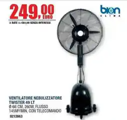 Bricofer Ventilatore nebulizzatore Twister 49 LT offerta