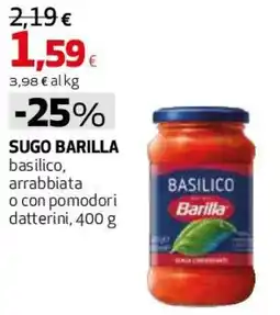 Ipercoop Sugo Barilla basilico offerta