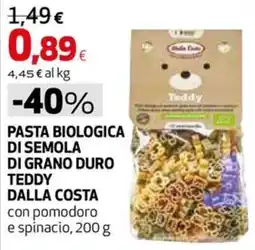 Extracoop Pasta biologica di semola di grano duro teddy dalla costa offerta